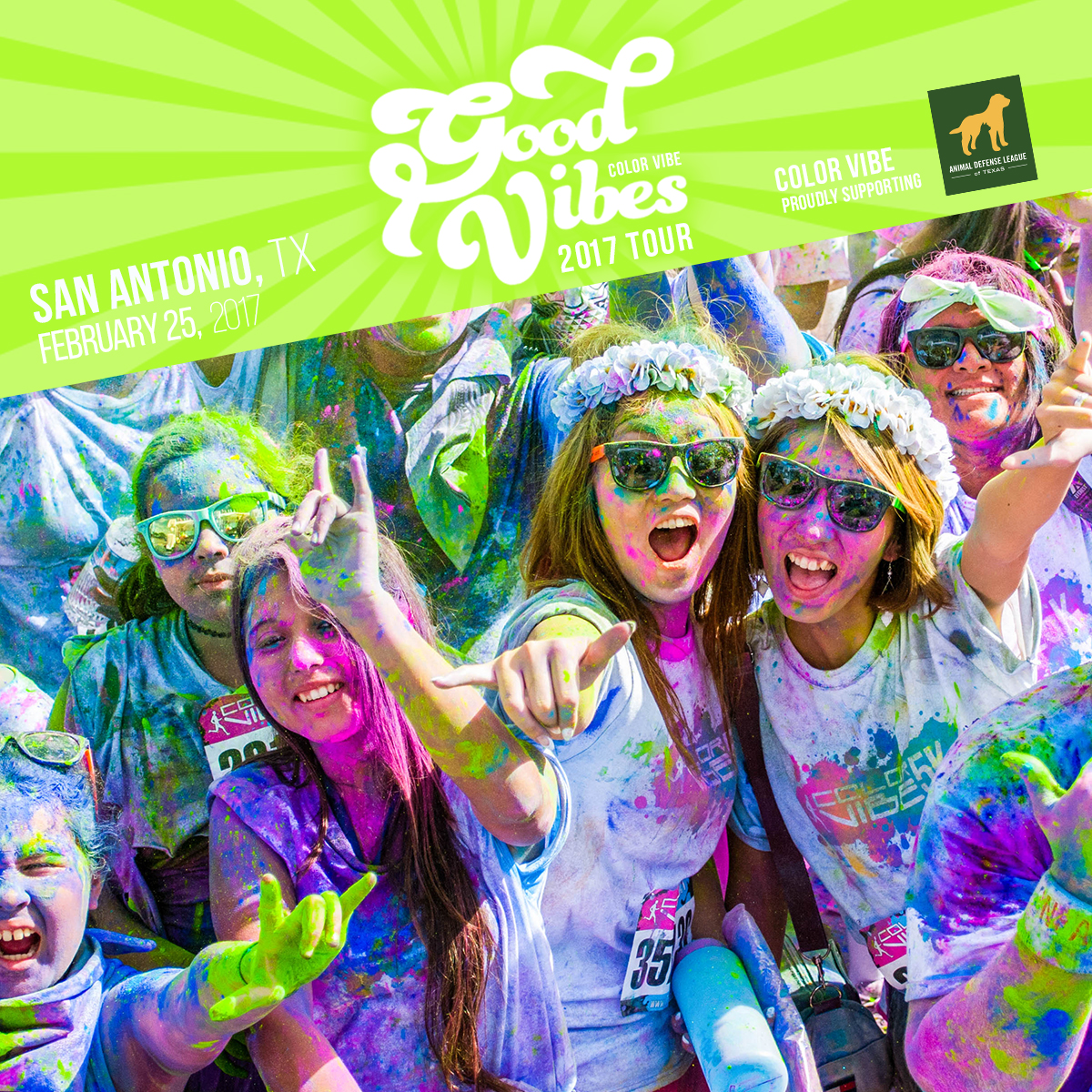 San Antonio Color Vibe 5K proudly supports the Animal Defense League of Texas